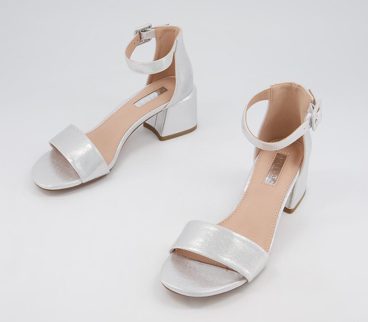OFFICE Minimum Effort Two Part Low Block Heeled Sandals OFFICE Minimum Effort Two Part Low Block Heeled Sandals Silver