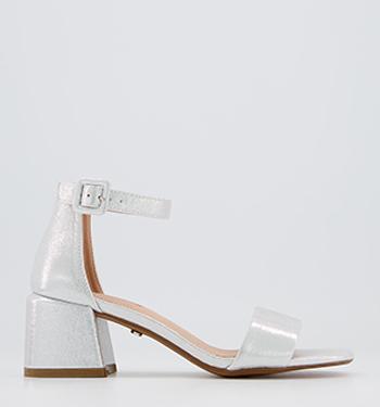 silver prom heels