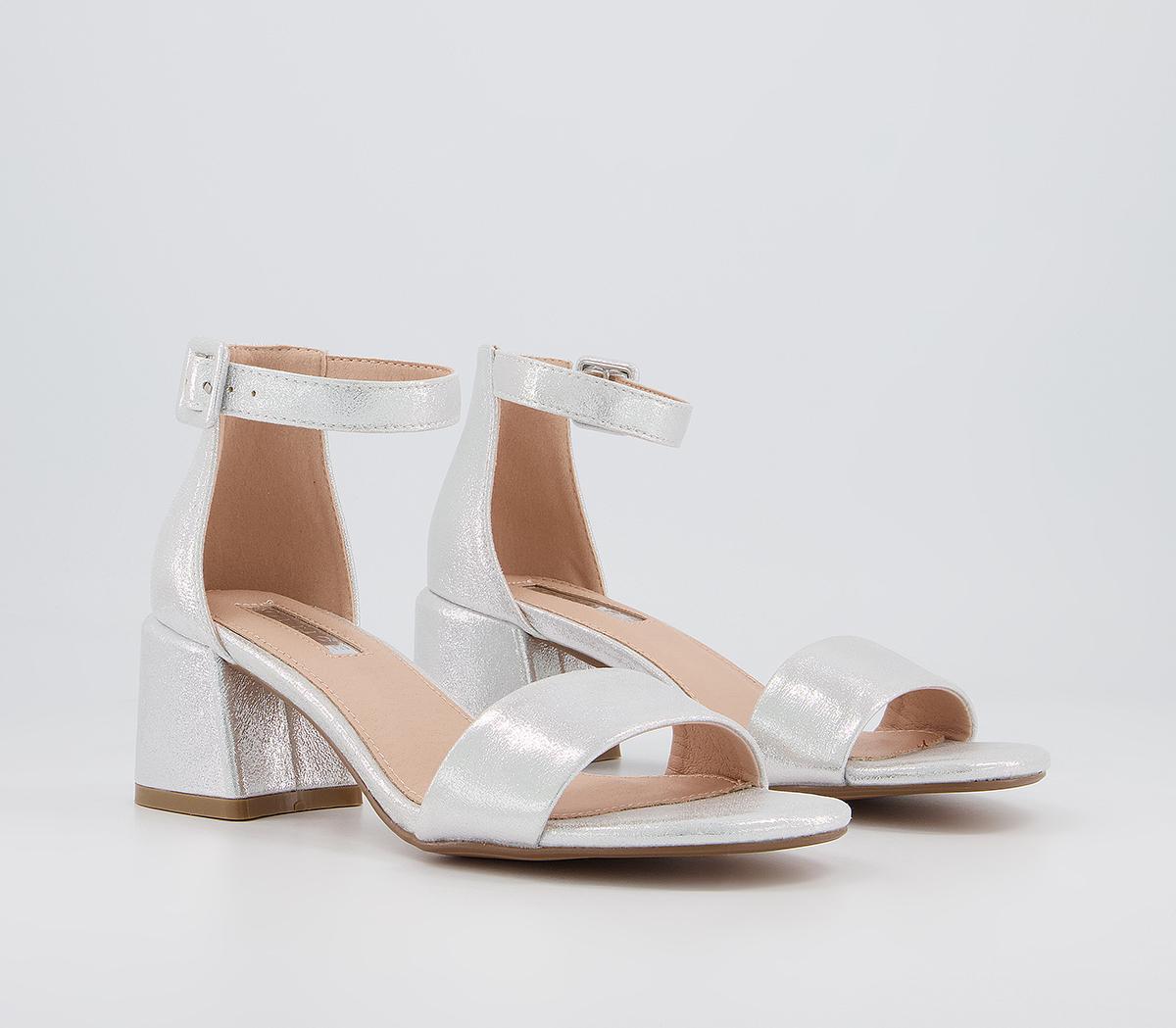 OFFICE Minimum Effort Two Part Low Block Heeled Sandals OFFICE Minimum Effort Two Part Low Block Heeled Sandals Silver