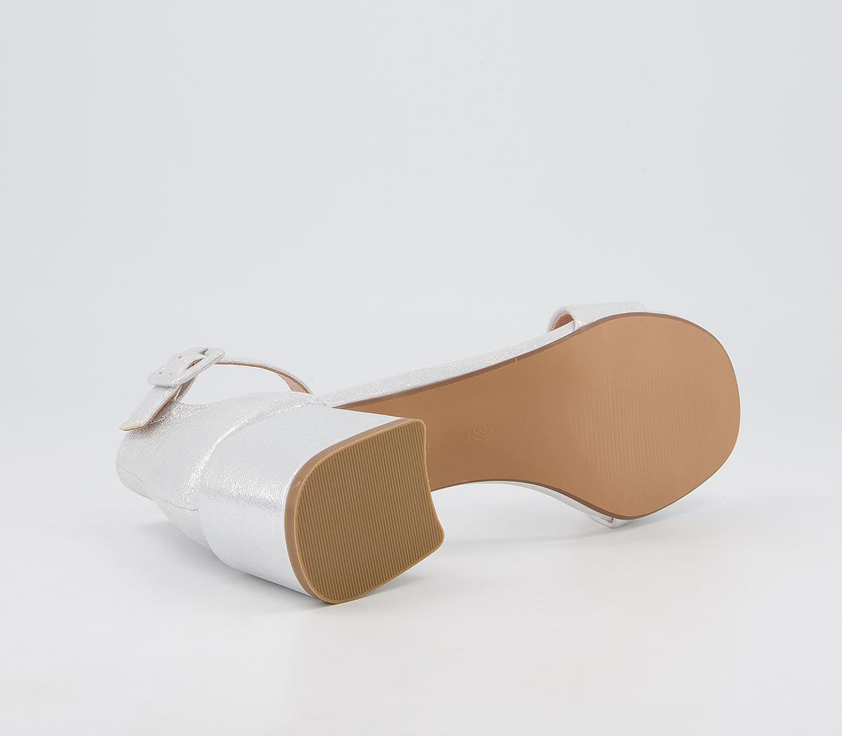 OFFICE Minimum Effort Two Part Low Block Heeled Sandals OFFICE Minimum Effort Two Part Low Block Heeled Sandals Silver