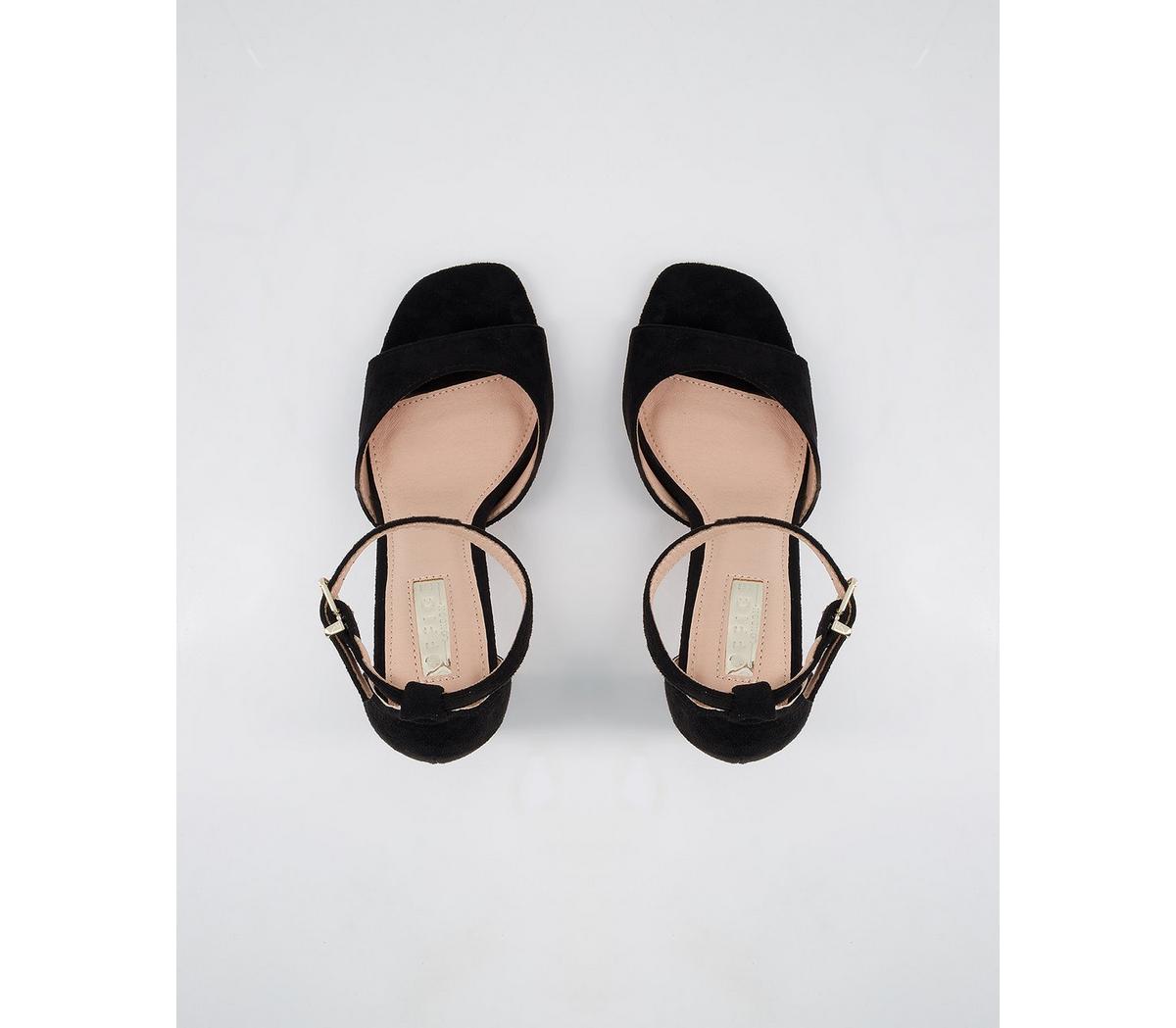 Office Hesitation Easy Two Part High Block Heel Sandals Office Hesitation Easy Two Part High Block Heel Sandals Black