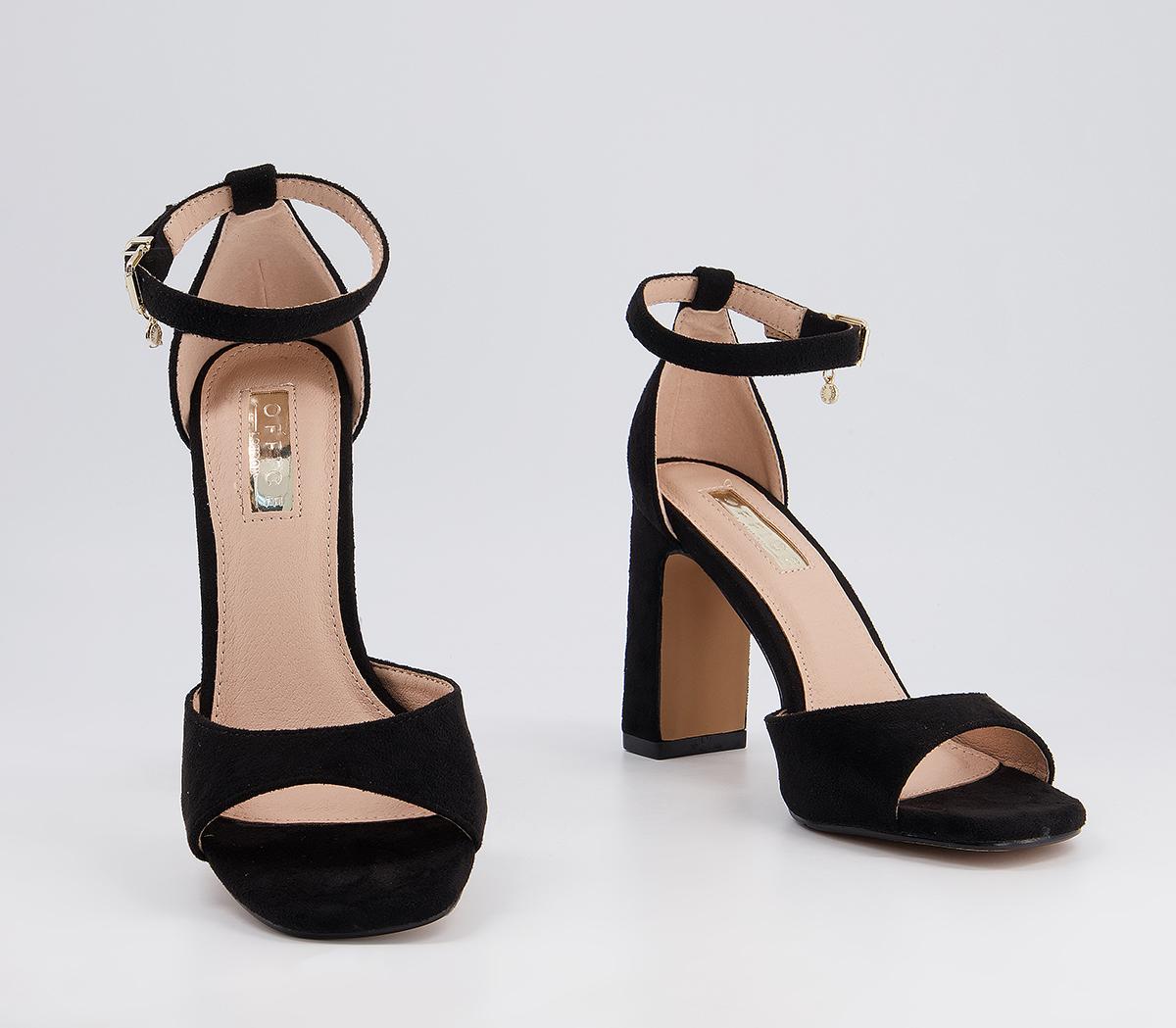 Office Hesitation Easy Two Part High Block Heel Sandals Office Hesitation Easy Two Part High Block Heel Sandals Black