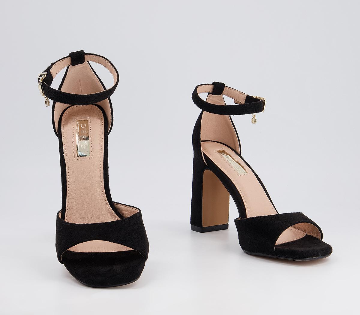 OFFICE Hesitation Easy Two Part High Block Heel Sandals Black - High Heels