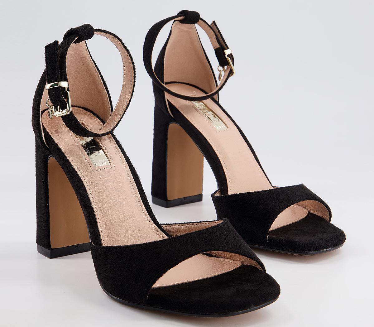 Office Hesitation Easy Two Part High Block Heel Sandals Office Hesitation Easy Two Part High Block Heel Sandals Black