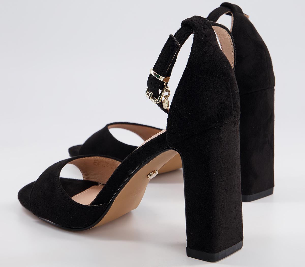 Office Hesitation Easy Two Part High Block Heel Sandals Office Hesitation Easy Two Part High Block Heel Sandals Black
