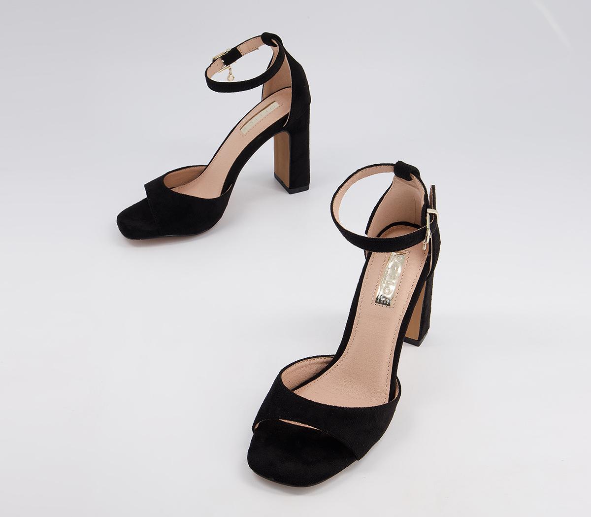 Office Hesitation Easy Two Part High Block Heel Sandals Office Hesitation Easy Two Part High Block Heel Sandals Black