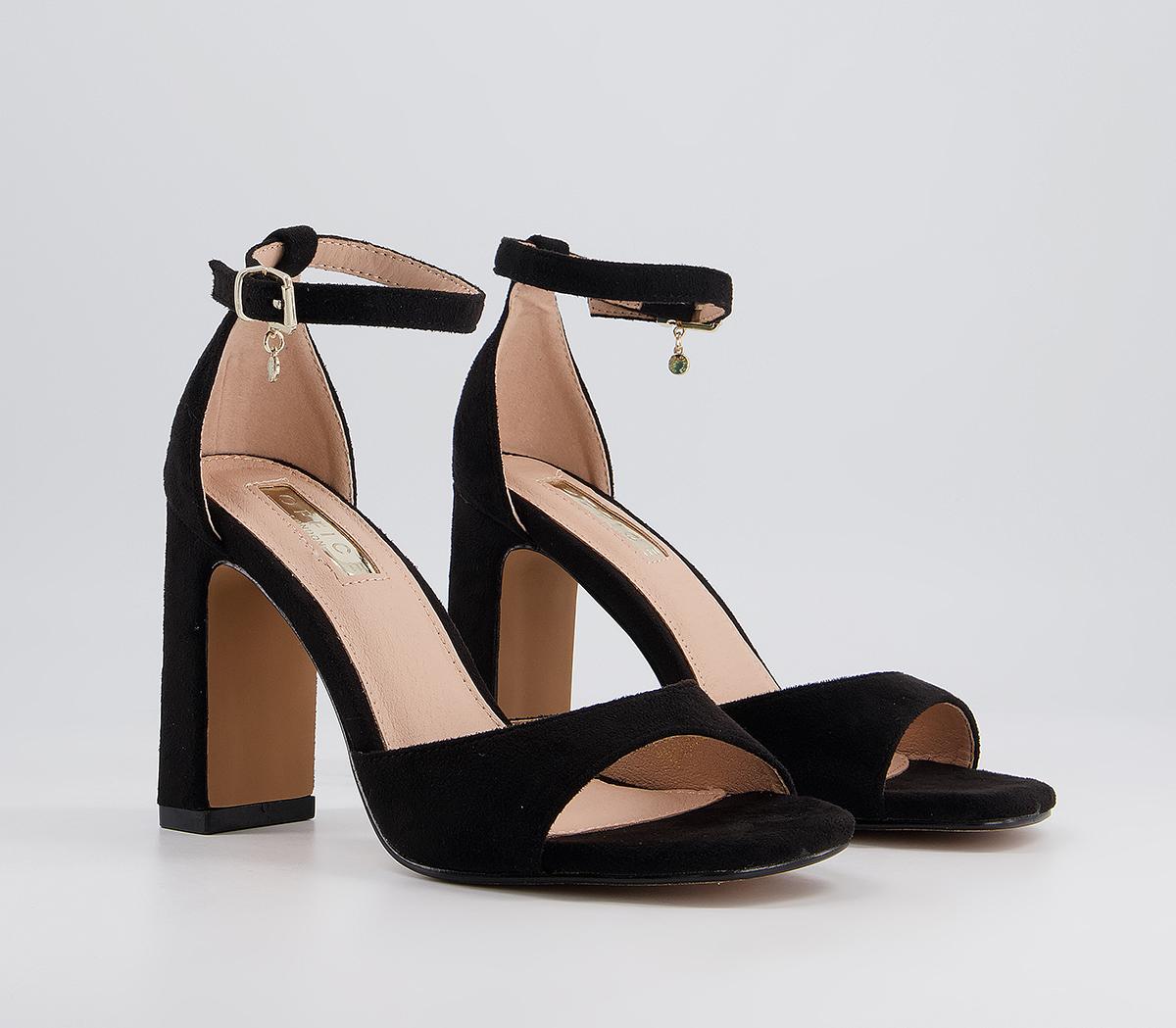 Office Hesitation Easy Two Part High Block Heel Sandals Office Hesitation Easy Two Part High Block Heel Sandals Black