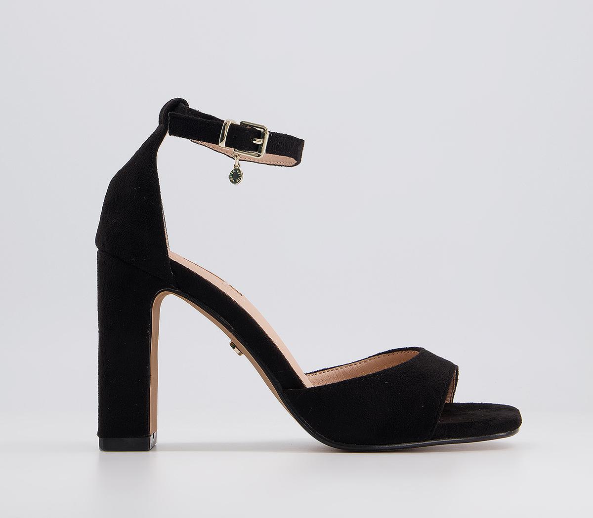 Office Hesitation Easy Two Part High Block Heel Sandals Office Hesitation Easy Two Part High Block Heel Sandals Black