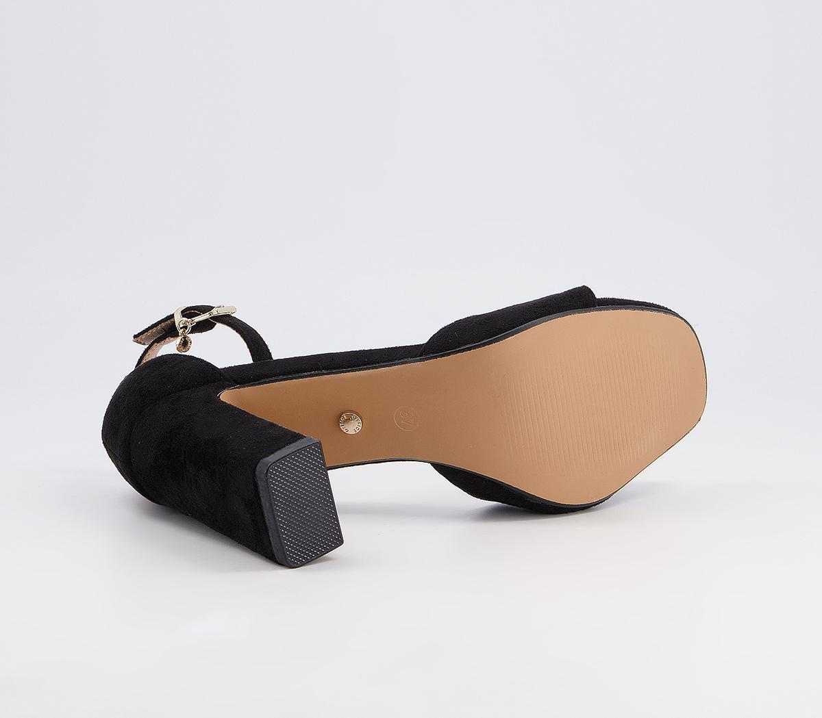 Office Hesitation Easy Two Part High Block Heel Sandals Office Hesitation Easy Two Part High Block Heel Sandals Black