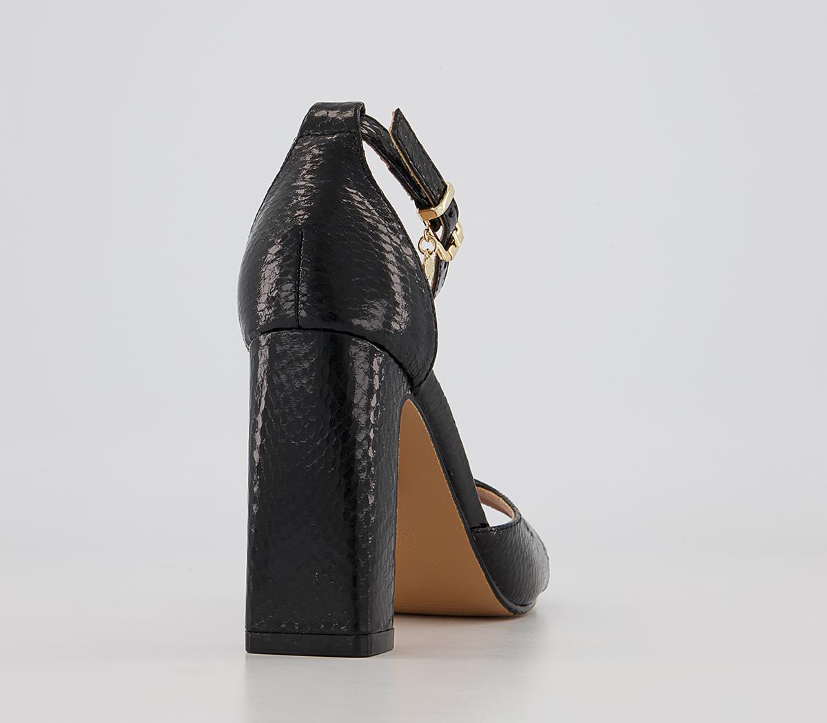 Office Hesitation Easy Two Part Block Heeled Sandals Office Hesitation Easy Two Part Block Heeled Sandals Black Snake