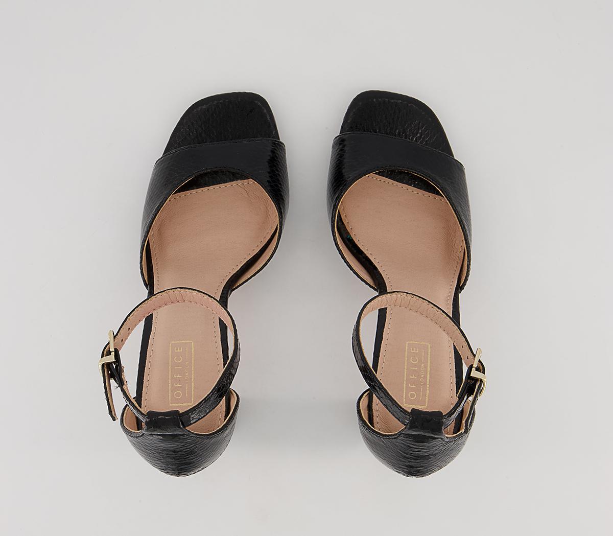 Office Hesitation Easy Two Part Block Heeled Sandals Office Hesitation Easy Two Part Block Heeled Sandals Black Snake
