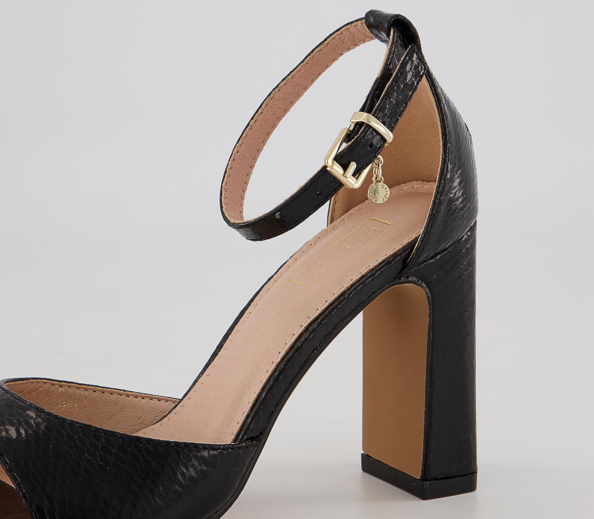 Office Hesitation Easy Two Part Block Heeled Sandals Office Hesitation Easy Two Part Block Heeled Sandals Black Snake