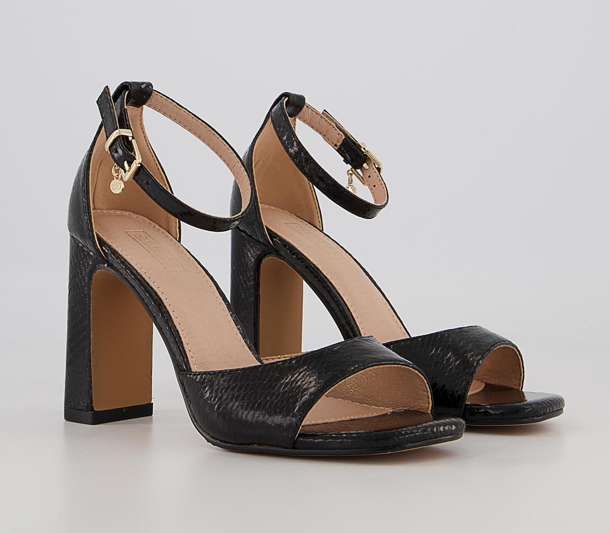 Office Hesitation Easy Two Part Block Heeled Sandals Office Hesitation Easy Two Part Block Heeled Sandals Black Snake