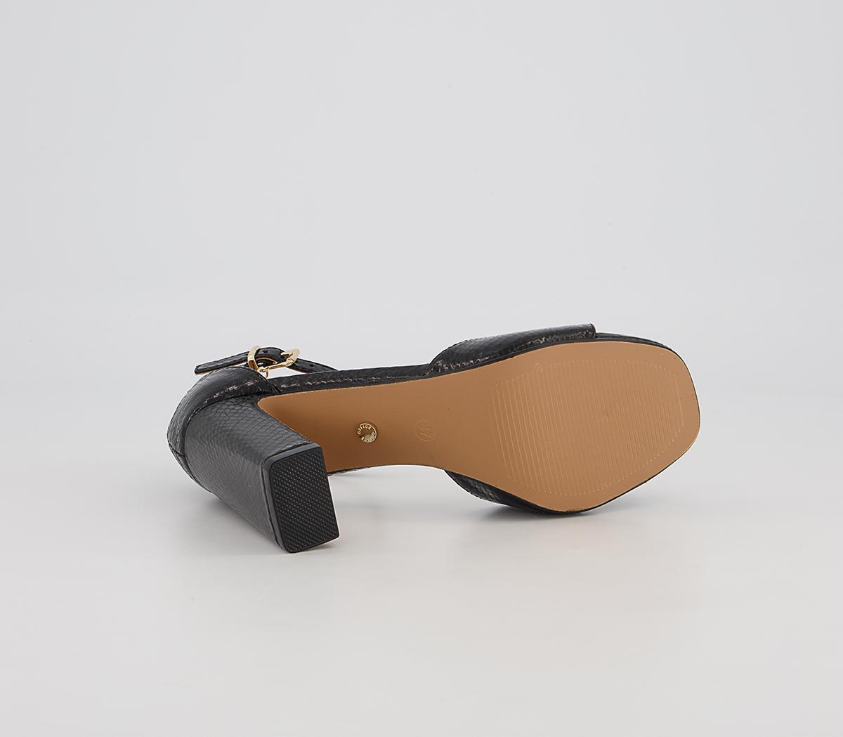 Office Hesitation Easy Two Part Block Heeled Sandals Office Hesitation Easy Two Part Block Heeled Sandals Black Snake