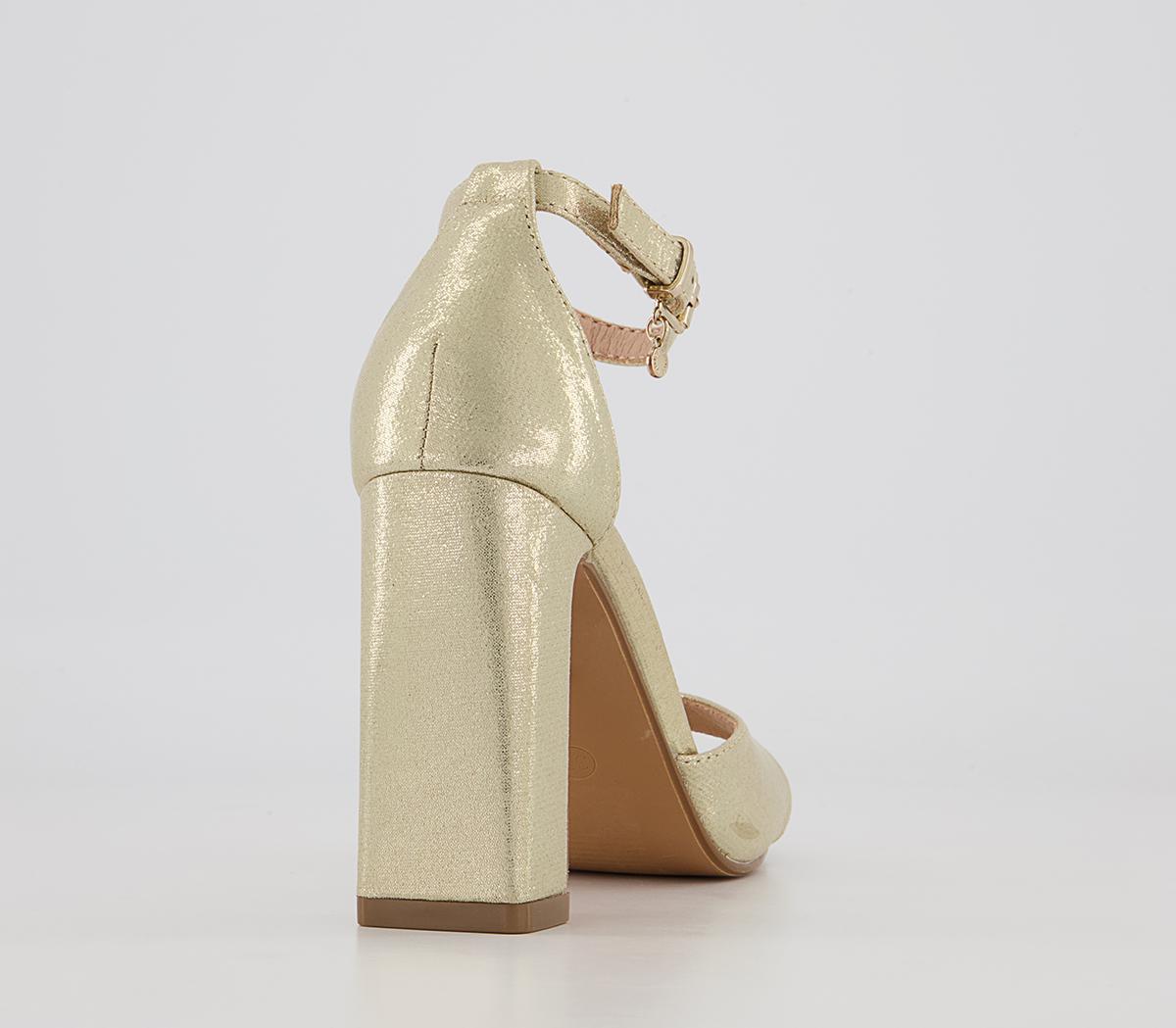 Office Hesitation Easy Two Part Block Heeled Sandals Office Hesitation Easy Two Part Block Heeled Sandals Gold
