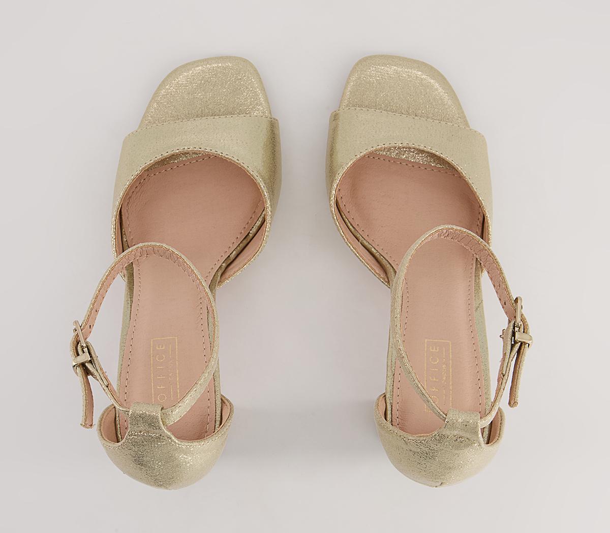 Office Hesitation Easy Two Part Block Heeled Sandals Office Hesitation Easy Two Part Block Heeled Sandals Gold