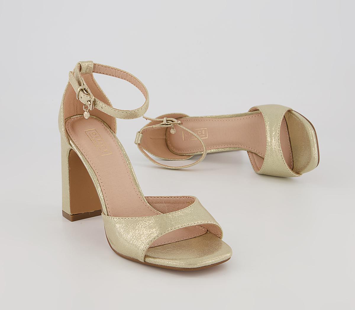 Office Hesitation Easy Two Part Block Heeled Sandals Office Hesitation Easy Two Part Block Heeled Sandals Gold