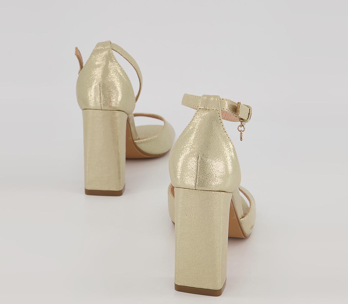 Office Hesitation Easy Two Part Block Heeled Sandals Office Hesitation Easy Two Part Block Heeled Sandals Gold