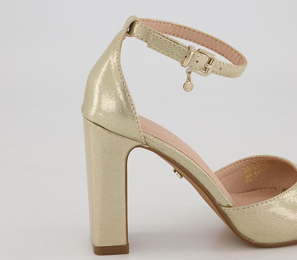 Office Hesitation Easy Two Part Block Heeled Sandals Office Hesitation Easy Two Part Block Heeled Sandals Gold