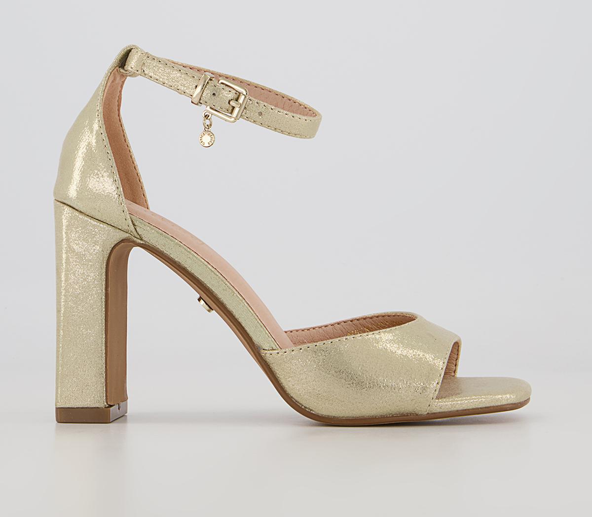Office Hesitation Easy Two Part Block Heeled Sandals Office Hesitation Easy Two Part Block Heeled Sandals Gold