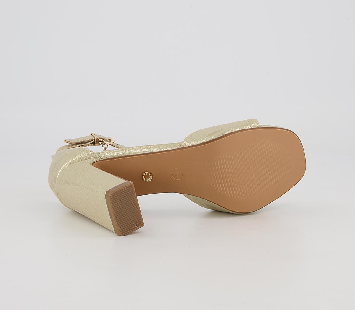 Office Hesitation Easy Two Part Block Heeled Sandals Office Hesitation Easy Two Part Block Heeled Sandals Gold