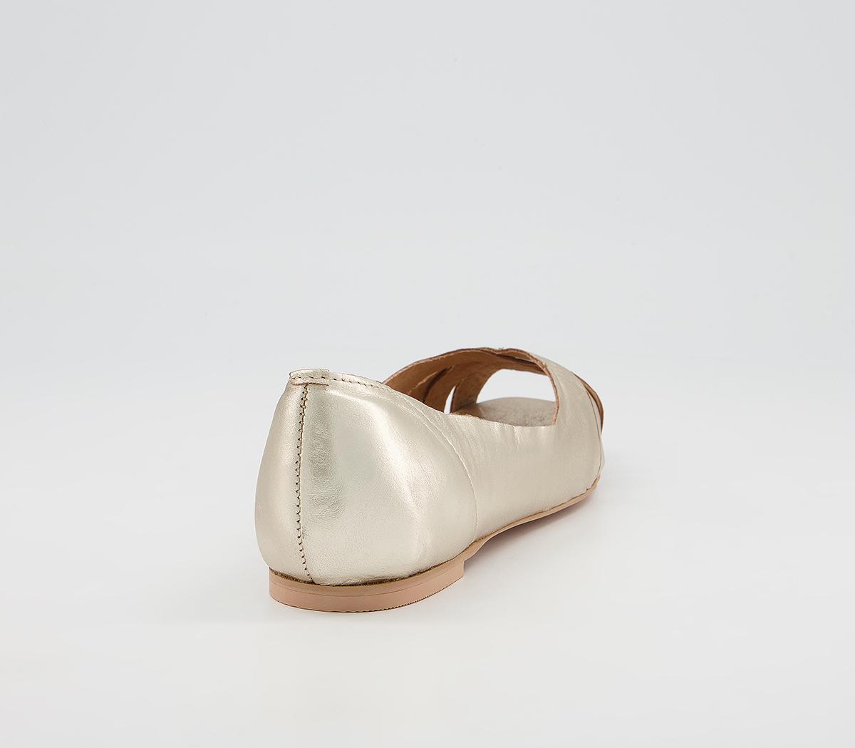 OFFICEFacing Feature Peep Toe FlatsSoft Gold Leather