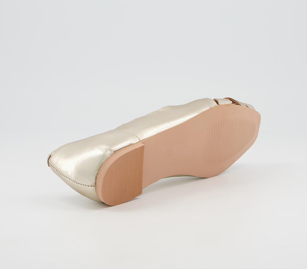 OFFICEFacing Feature Peep Toe FlatsSoft Gold Leather