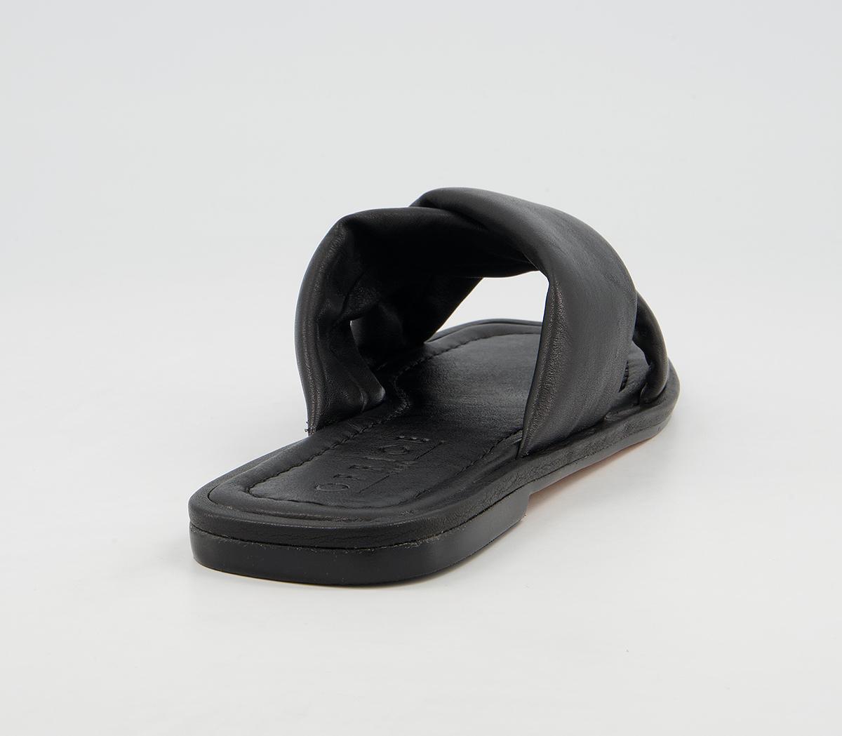 Office Secretive Padded Cross Strap Mules Office Secretive Padded Cross Strap Mules Black Leather