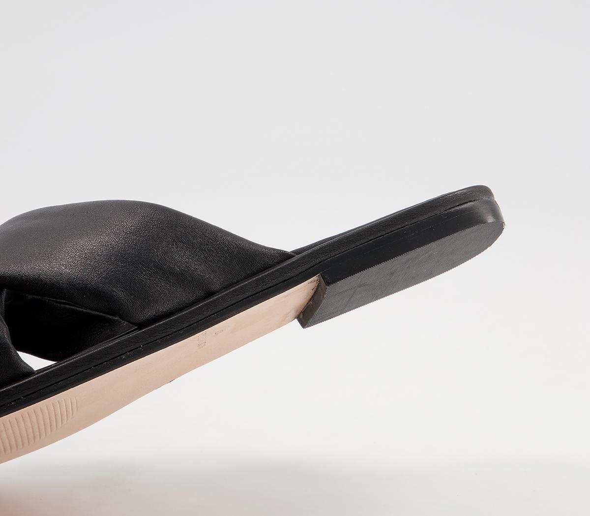 Office Secretive Padded Cross Strap Mules Office Secretive Padded Cross Strap Mules Black Leather