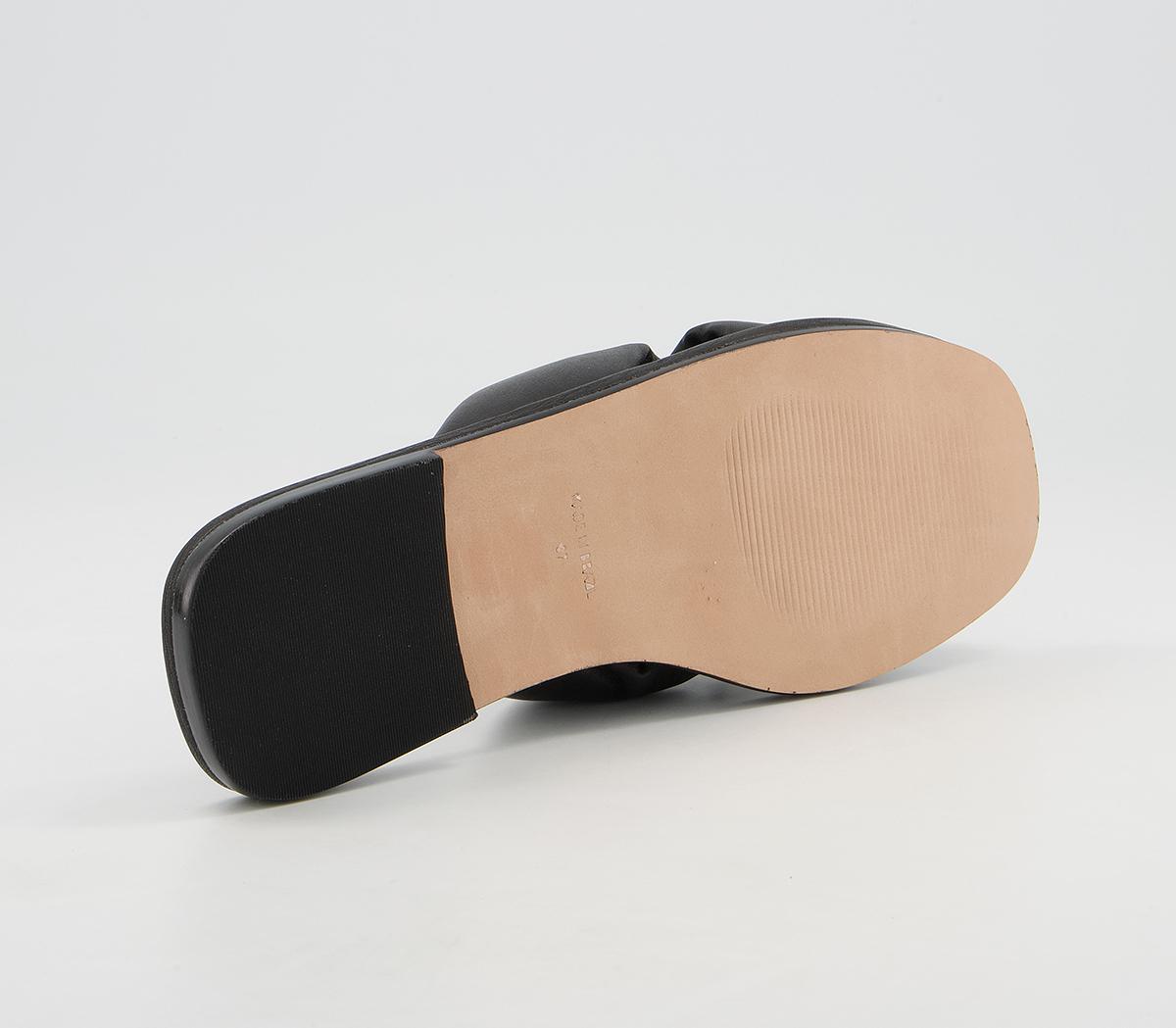 Office Secretive Padded Cross Strap Mules Office Secretive Padded Cross Strap Mules Black Leather