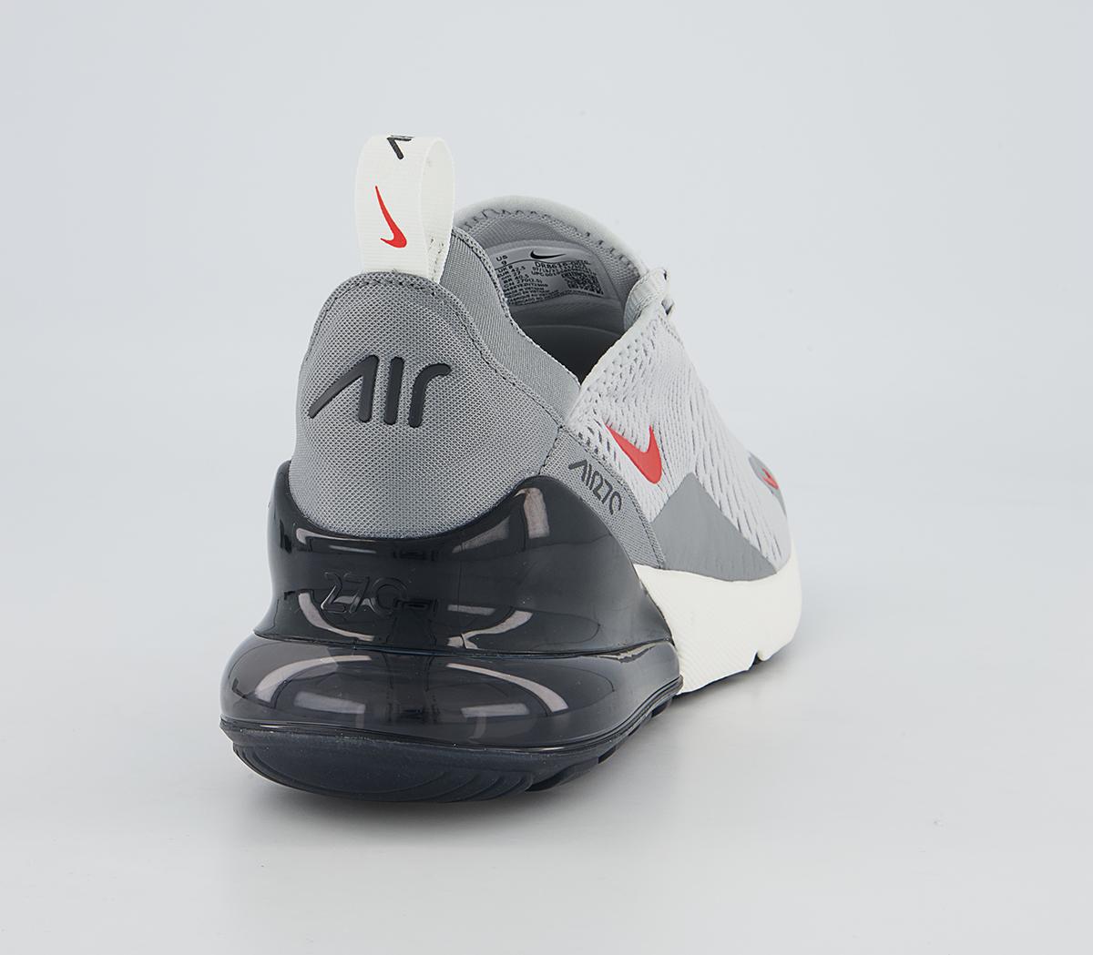 Nike Air Max 270 Trainers Nike Air Max 270 Trainers Grey Fog Team Orange Sail Particle Gre