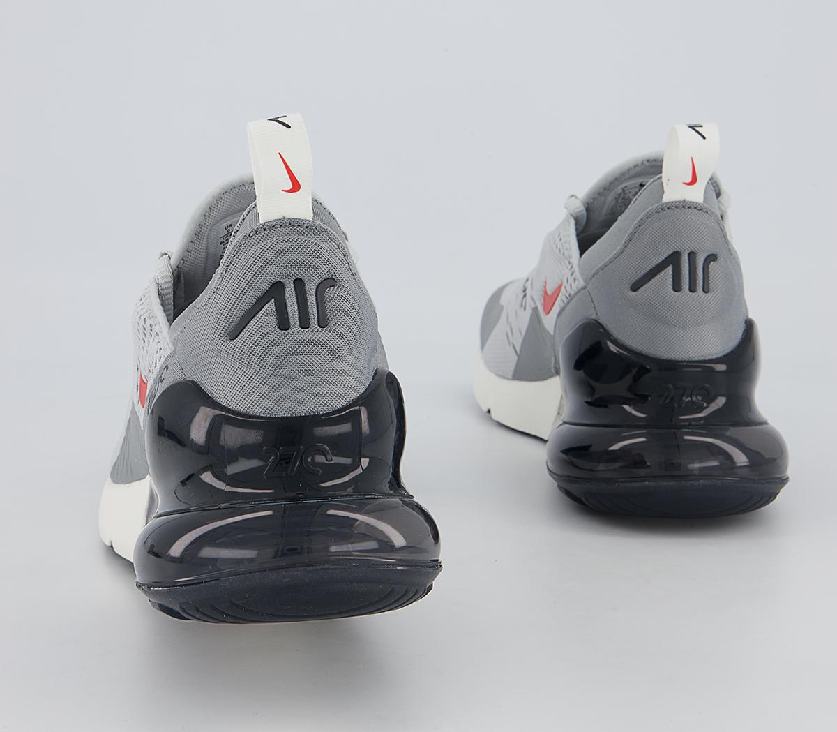 Nike Air Max 270 Trainers Nike Air Max 270 Trainers Grey Fog Team Orange Sail Particle Gre