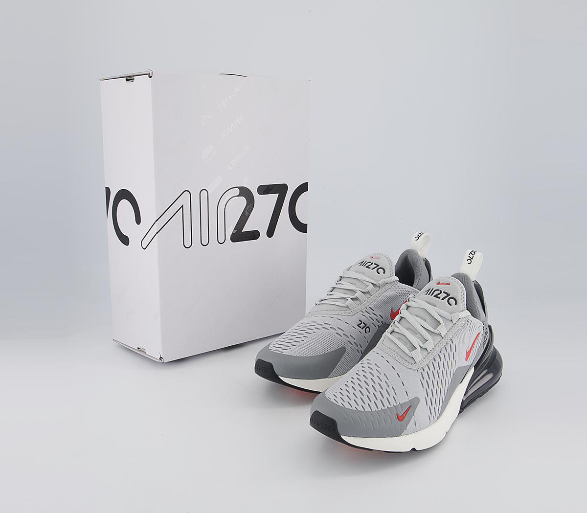 Nike Air Max 270 Trainers Nike Air Max 270 Trainers Grey Fog Team Orange Sail Particle Gre