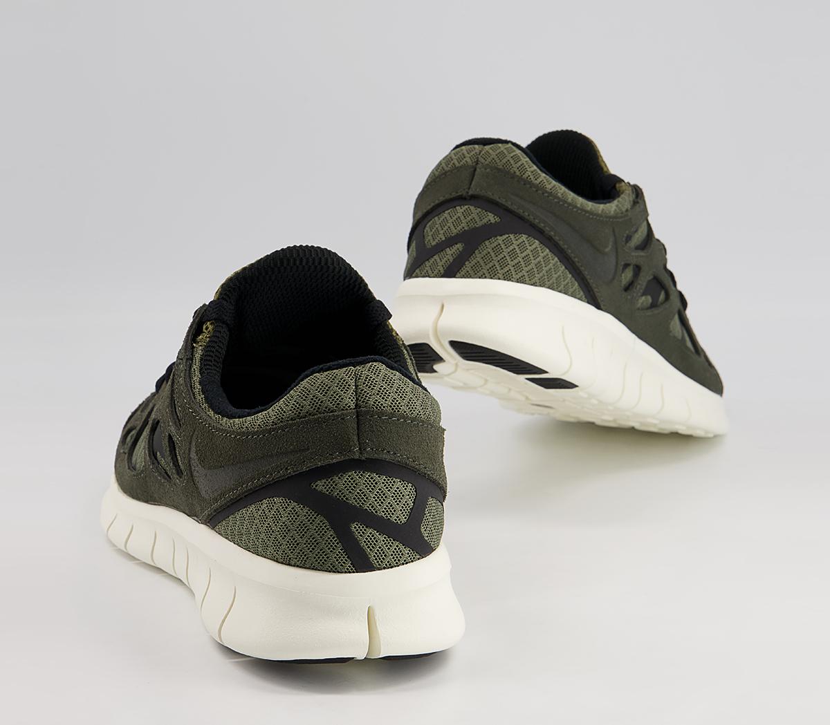Nike Free Run 2 Trainers Nike Free Run 2 Trainers Seqoia Black Med Olive Sail
