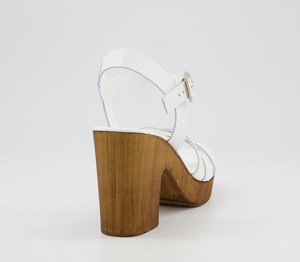 Office Meagan Strappy Two Part Wood Block Heels Office Meagan Strappy Two Part Wood Block Heels White Leather