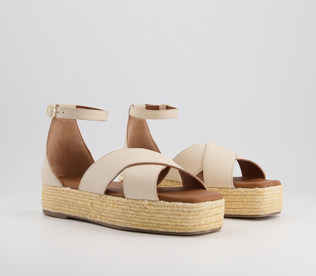 OFFICE Malia Cross Vamp Espadrilles Bone Leather - Mid Heels