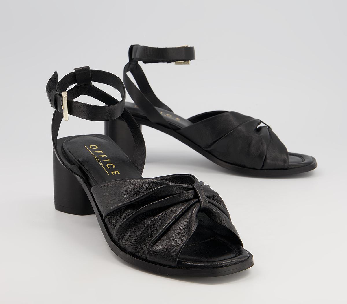 OFFICEMaggy Pinch Detail Block HeelsBlack Leather