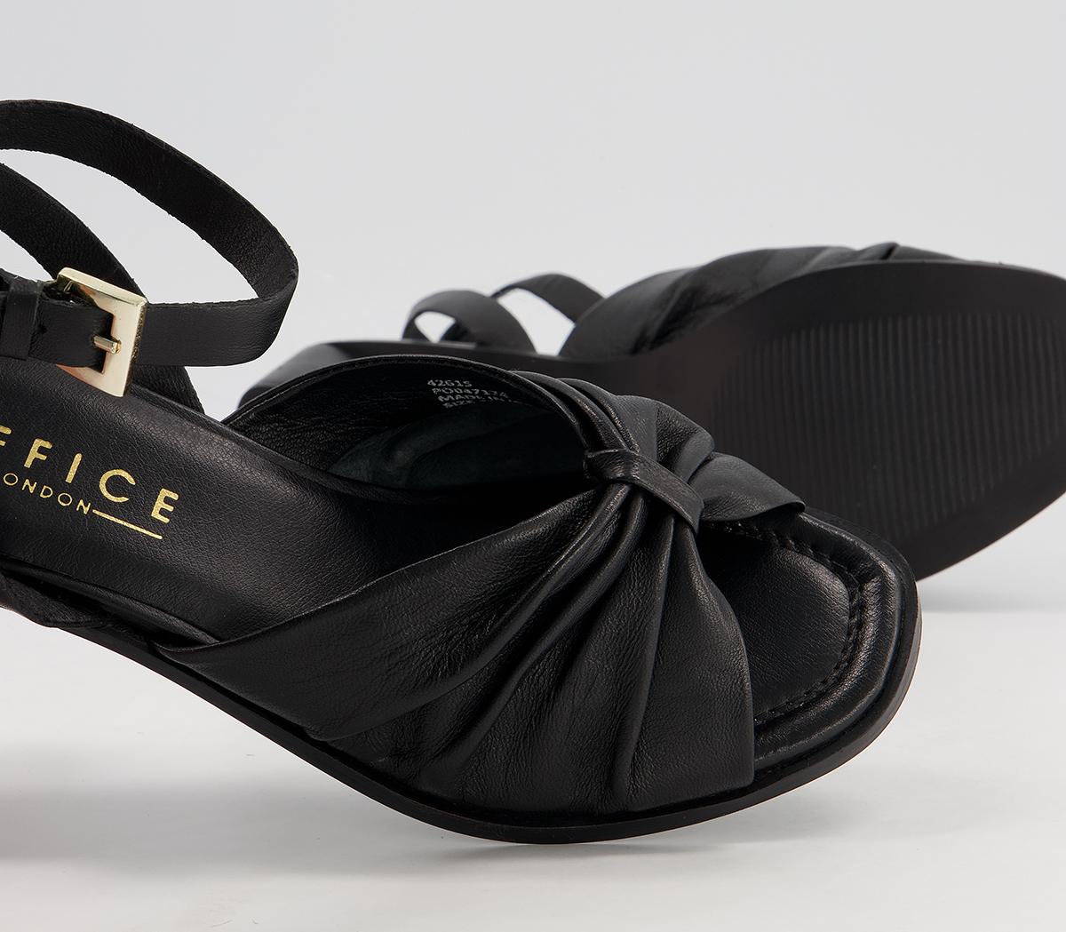 OFFICEMaggy Pinch Detail Block HeelsBlack Leather