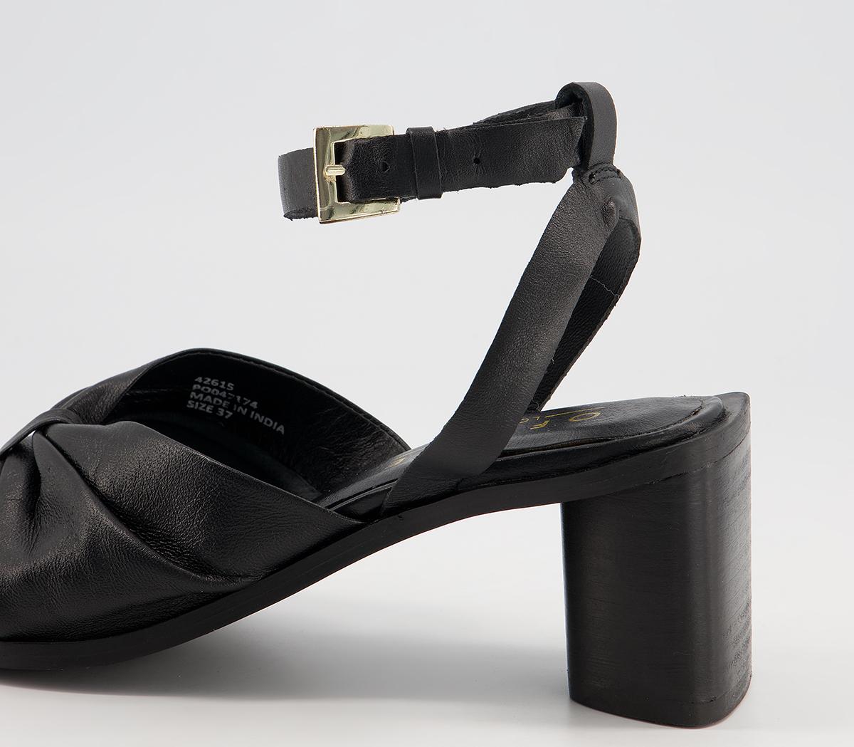 OFFICEMaggy Pinch Detail Block HeelsBlack Leather