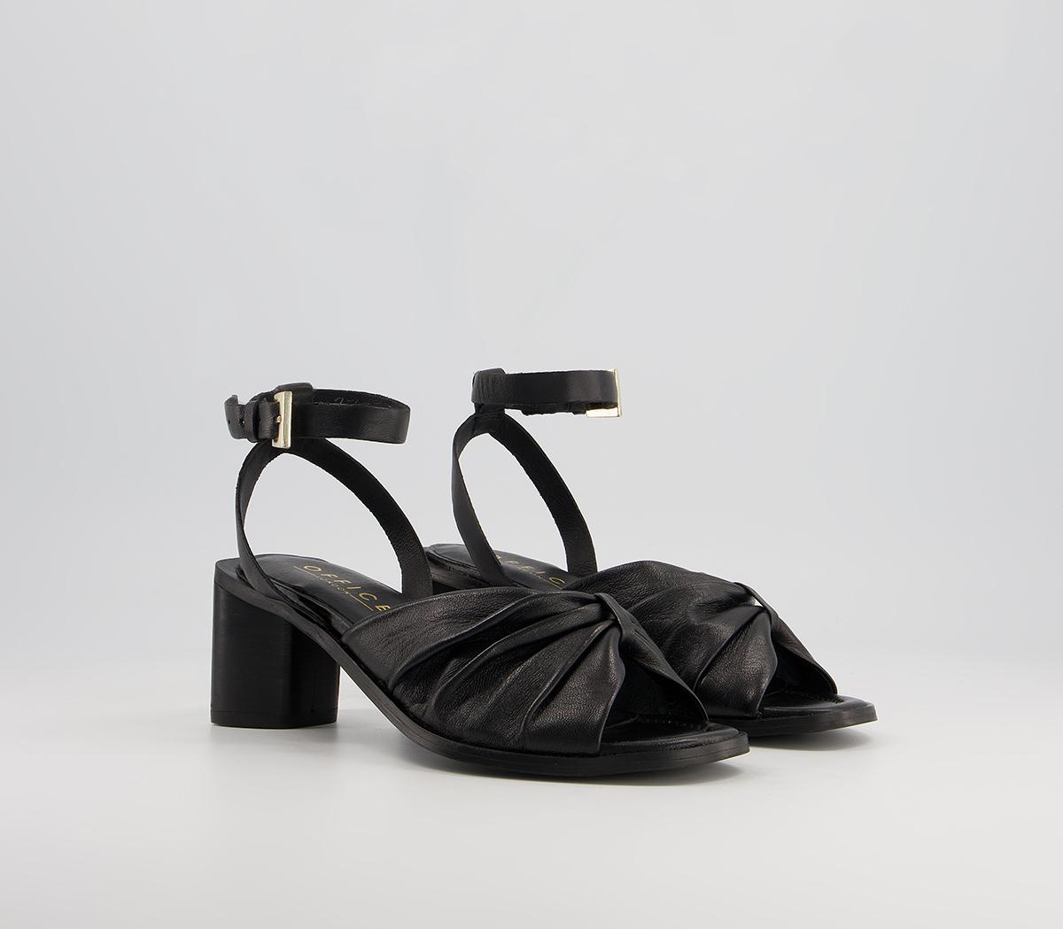 OFFICEMaggy Pinch Detail Block HeelsBlack Leather