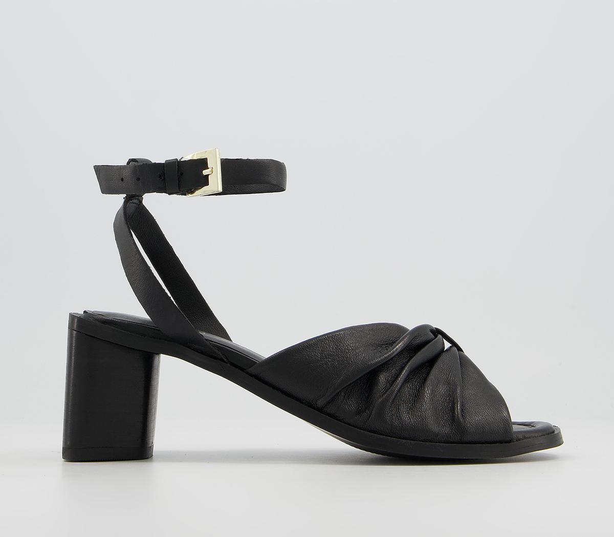 OFFICE Maggy Pinch Detail Block Heels Black Leather - Mid Heels