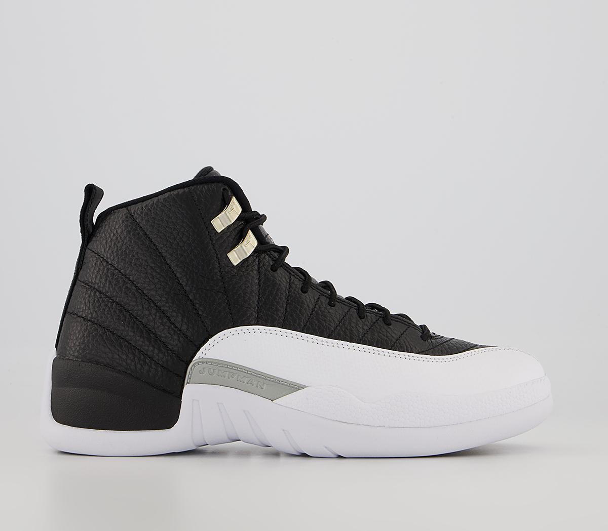 Black and white jordan 12 for shop sale