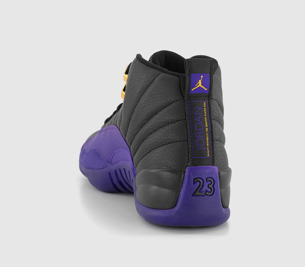 JordanAir Jordan 12 Retro TrainersBlack Field Purple Metallic Gold Taxi