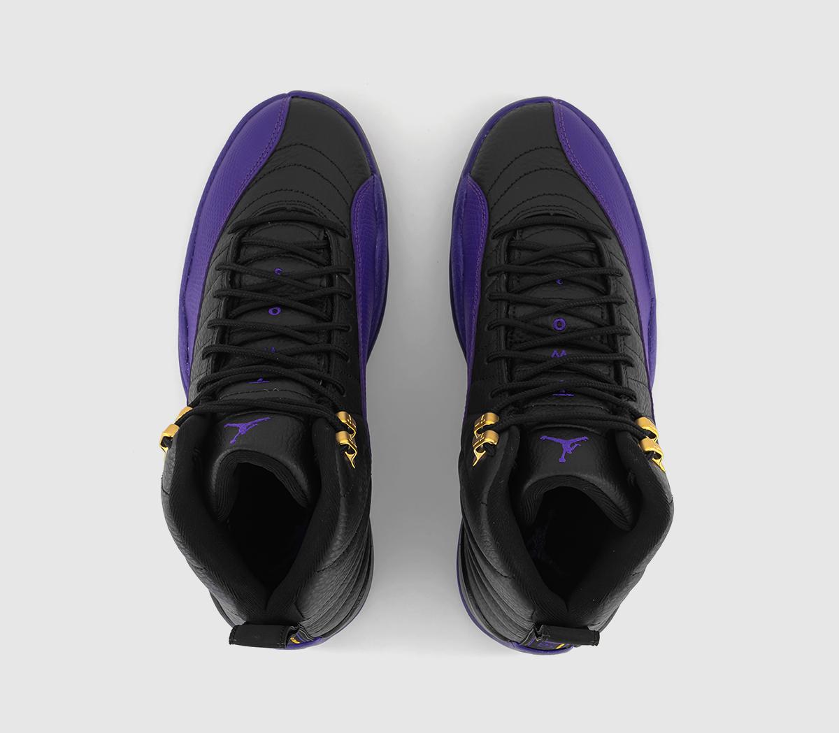 JordanAir Jordan 12 Retro TrainersBlack Field Purple Metallic Gold Taxi