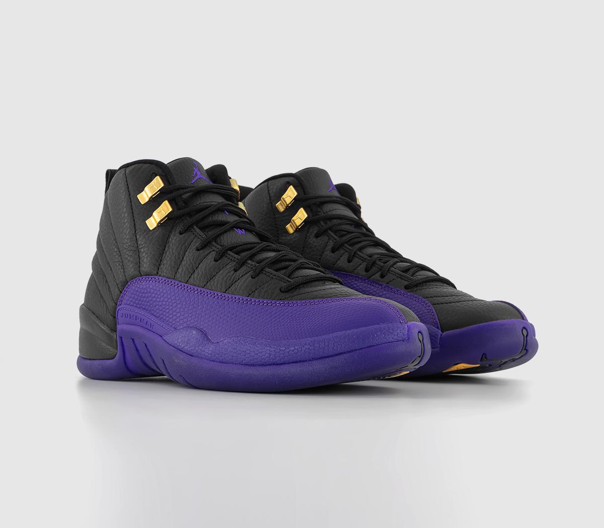 JordanAir Jordan 12 Retro TrainersBlack Field Purple Metallic Gold Taxi
