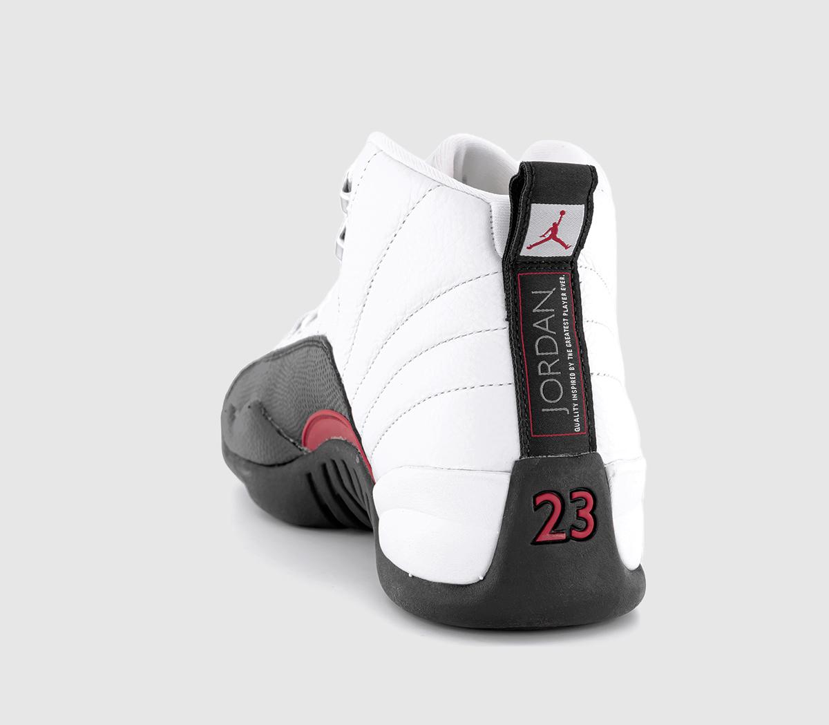 black white and red jordan 12
