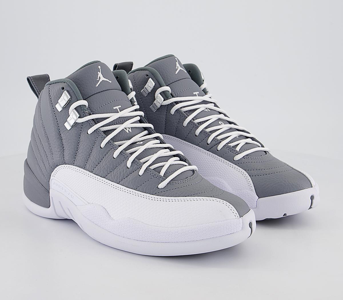 Jordan Air Jordan 12 Retro Trainers Stealth White Cool Grey - Men's ...