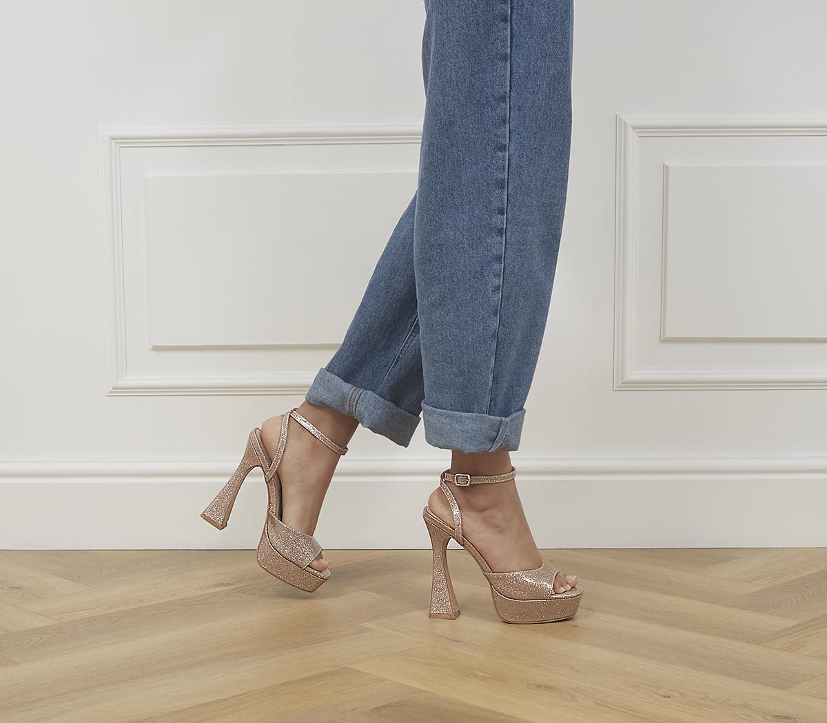 Suzanna Gold Glitter High Platform Heels | XY London