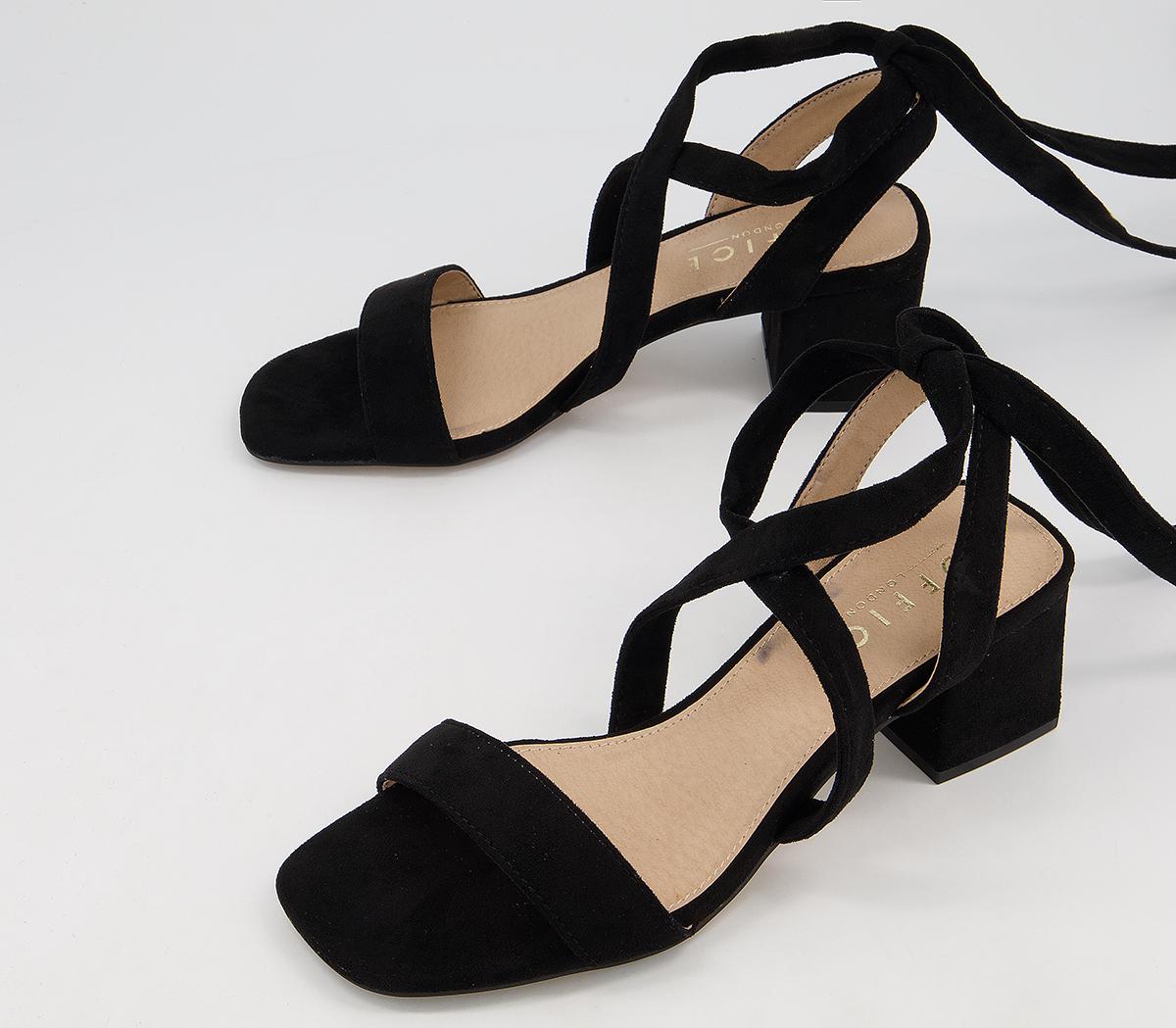 OFFICE Malindi Soft Tie Block Heels Black - Mid Heels