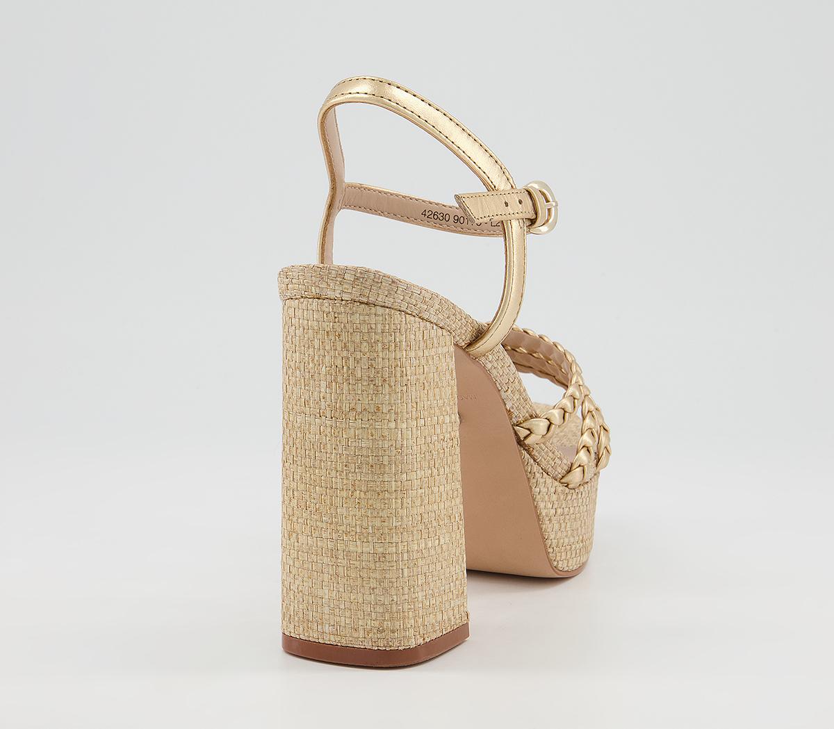 Office Hoya Plaited Strap Platforms Office Hoya Plaited Strap Platforms Gold Leather